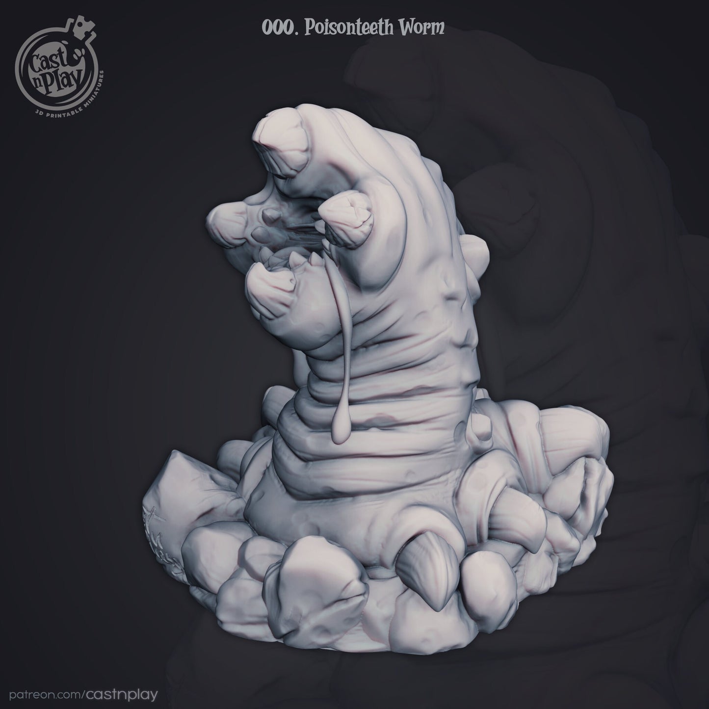 POISONTEETH WORM, by Cast n Play // 3D Print on Demand / D&D / Pathfinder / RPG