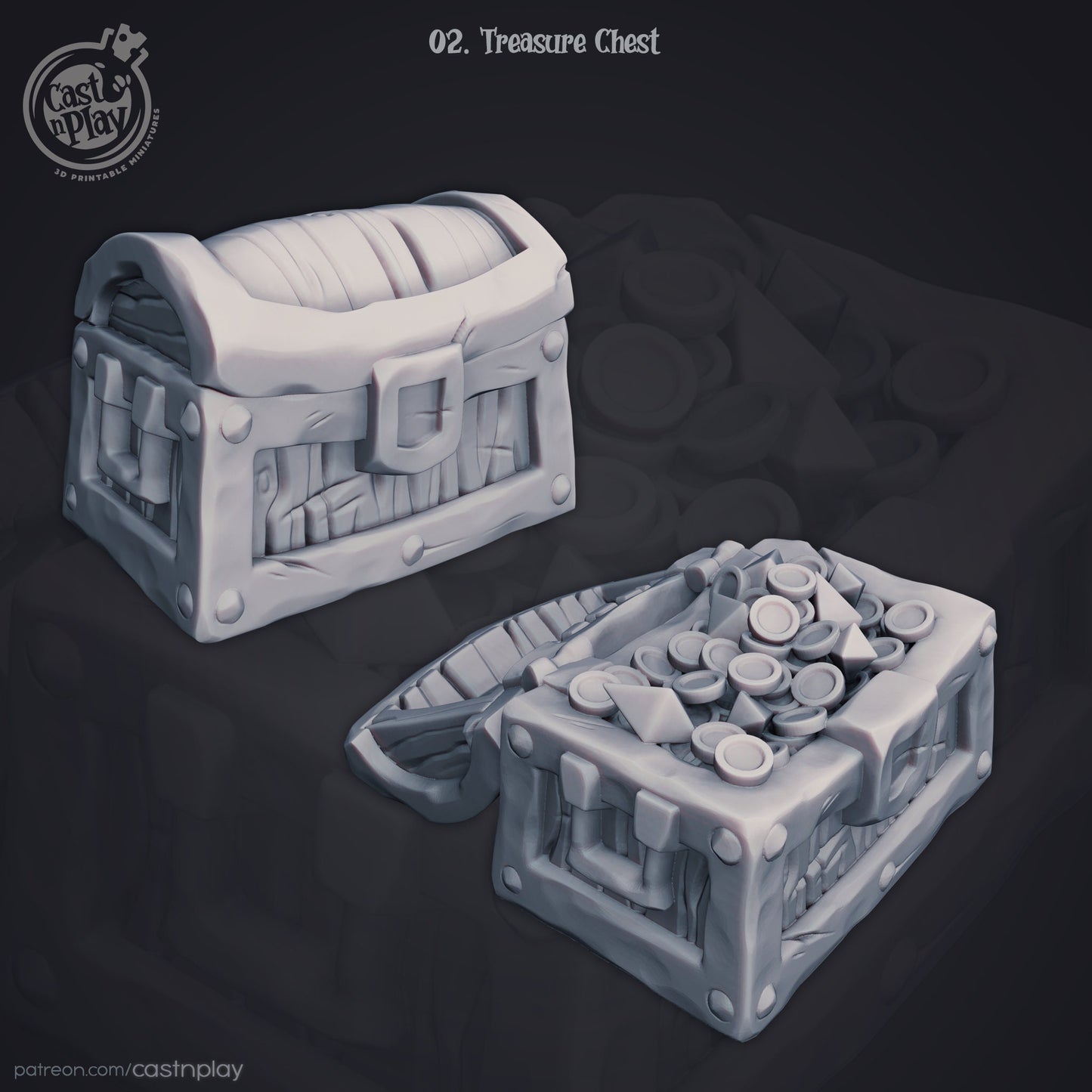 TREASURE CHEST, by Cast n Play // 3D Print on Demand / D&D / Pathfinder / RPG