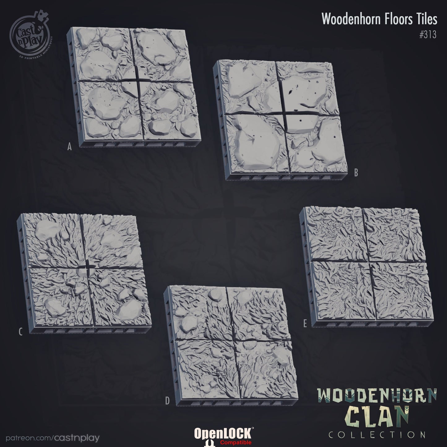 Woodenhorn Floor Tiles, by Cast n Play // 3D Print on Demand / D&D / Pathfinder / RPG