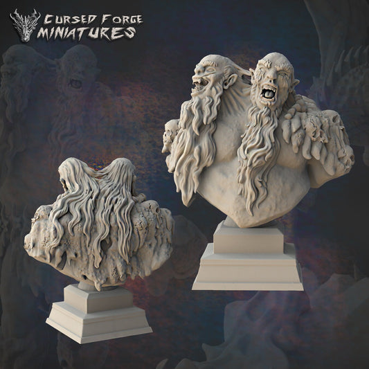ETTIN BUST, by Cursed Forge Miniatures // 3D Print on Demand / D&D / Pathfinder / RPG