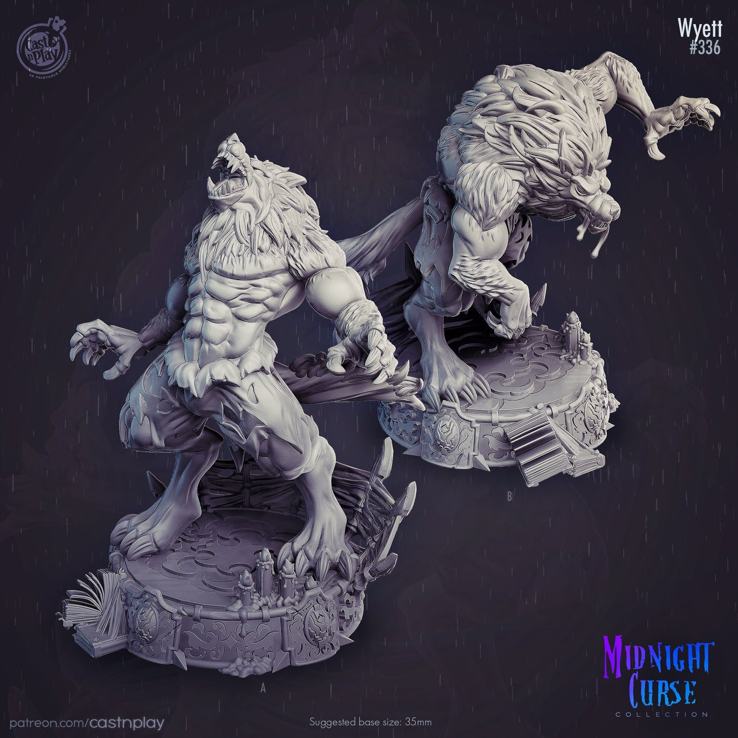 Werewolf D&D Miniature, by Cast n Play // 3D Print on Demand / DnD Mini / Pathfinder / RPG