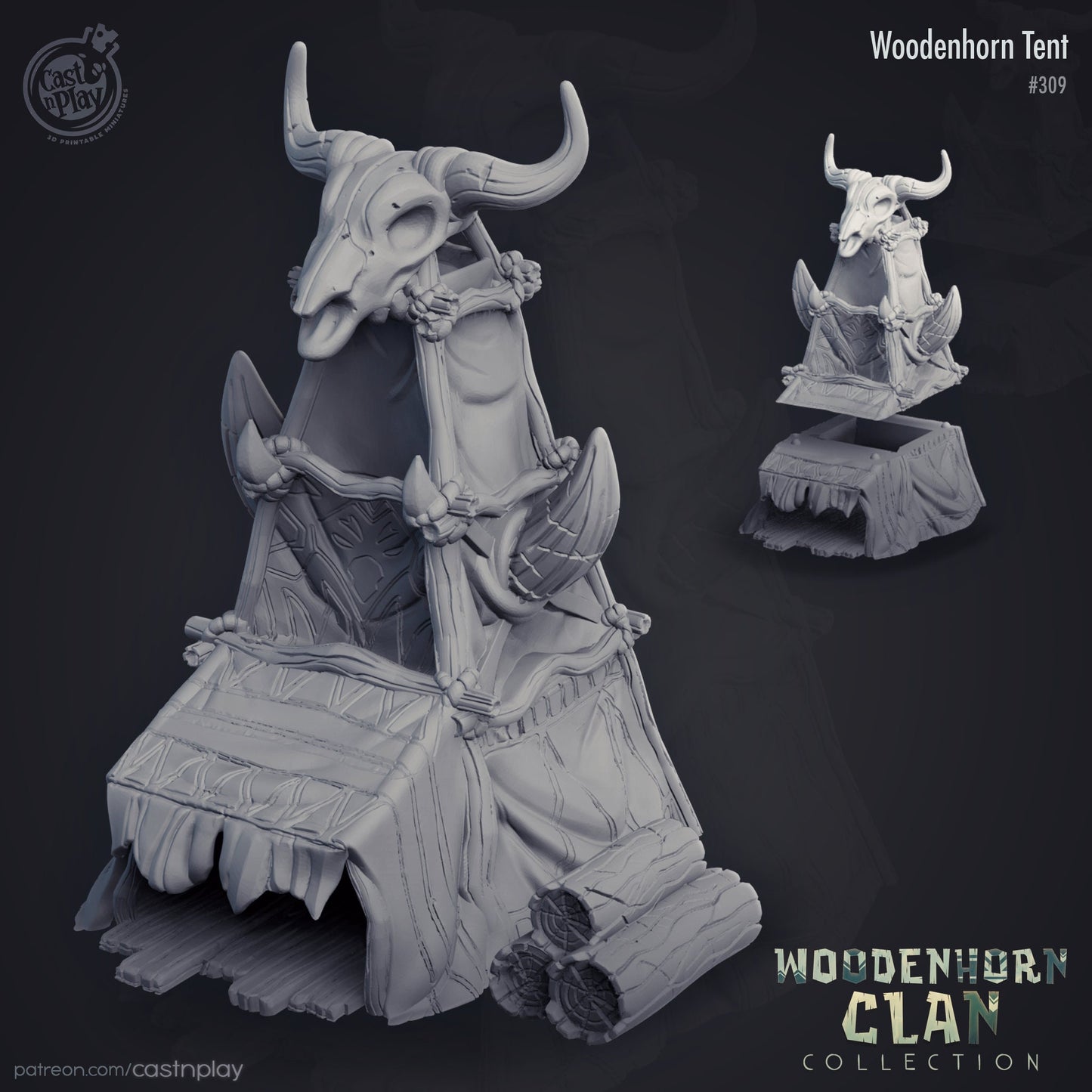 WOODENHORN TENT, by Cast n Play // 3D Print on Demand / D&D / Pathfinder / RPG