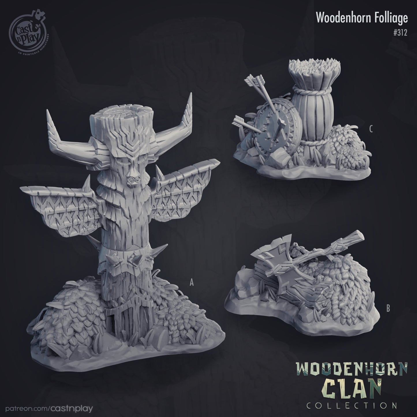 Woodenhorn Foliage, by Cast n Play // 3D Print on Demand / D&D / Pathfinder / RPG