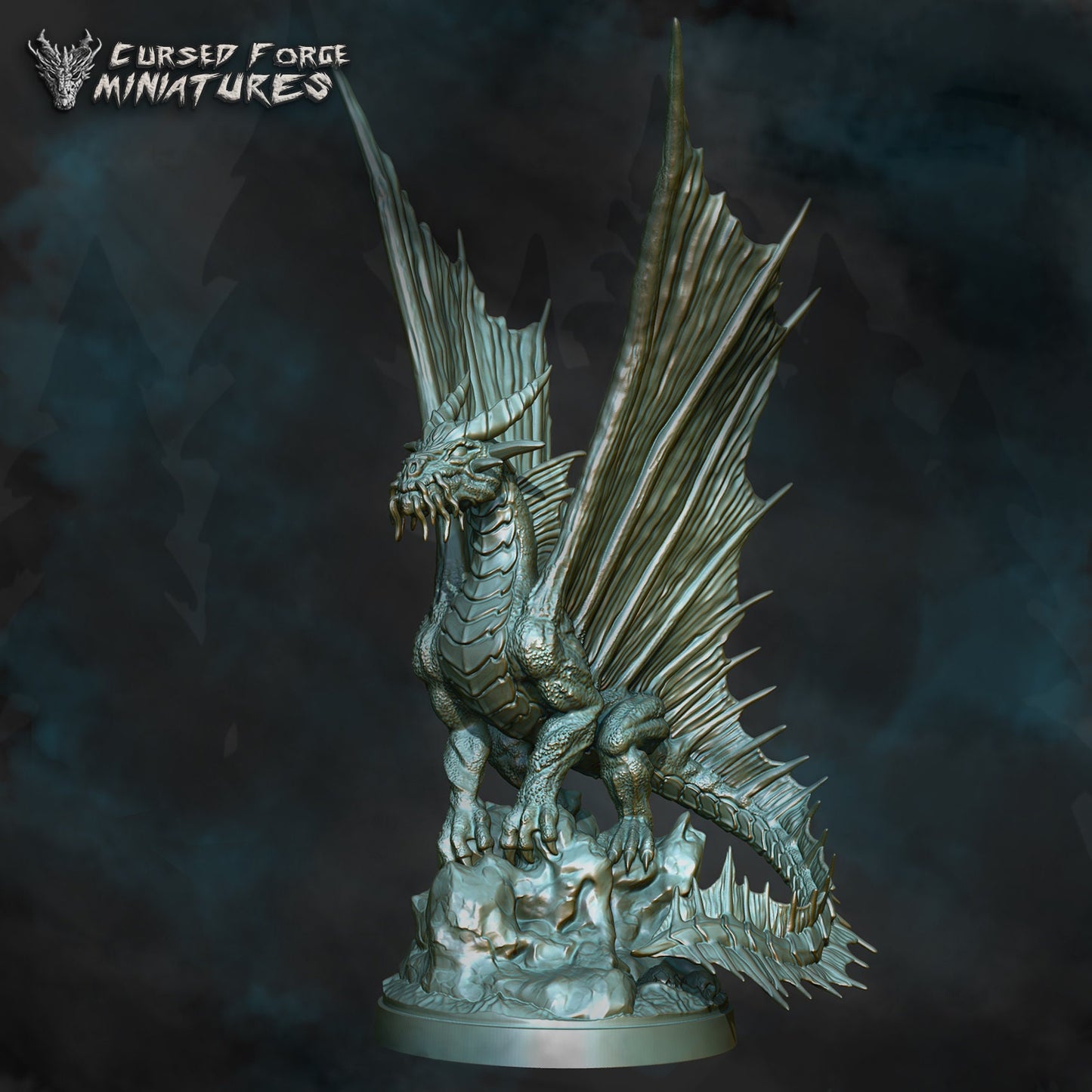 Adult Gold Dragon D&D Miniature, by Cursed Forge Miniatures // 3D Print on Demand / DnD / Pathfinder / RPG