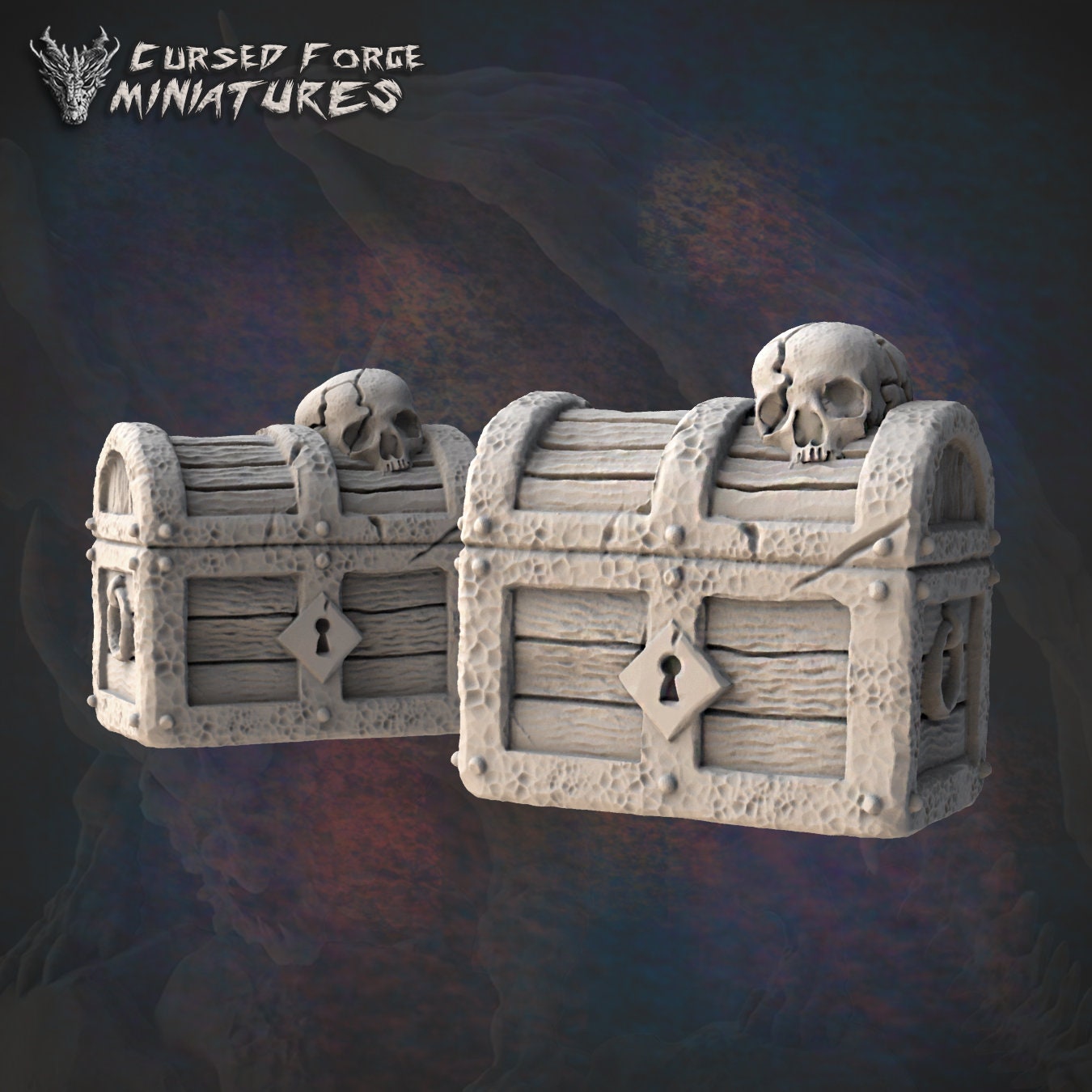 SKULL CHEST, by Cursed Forge Miniatures // 3D Print on Demand / D&D / Pathfinder / RPG