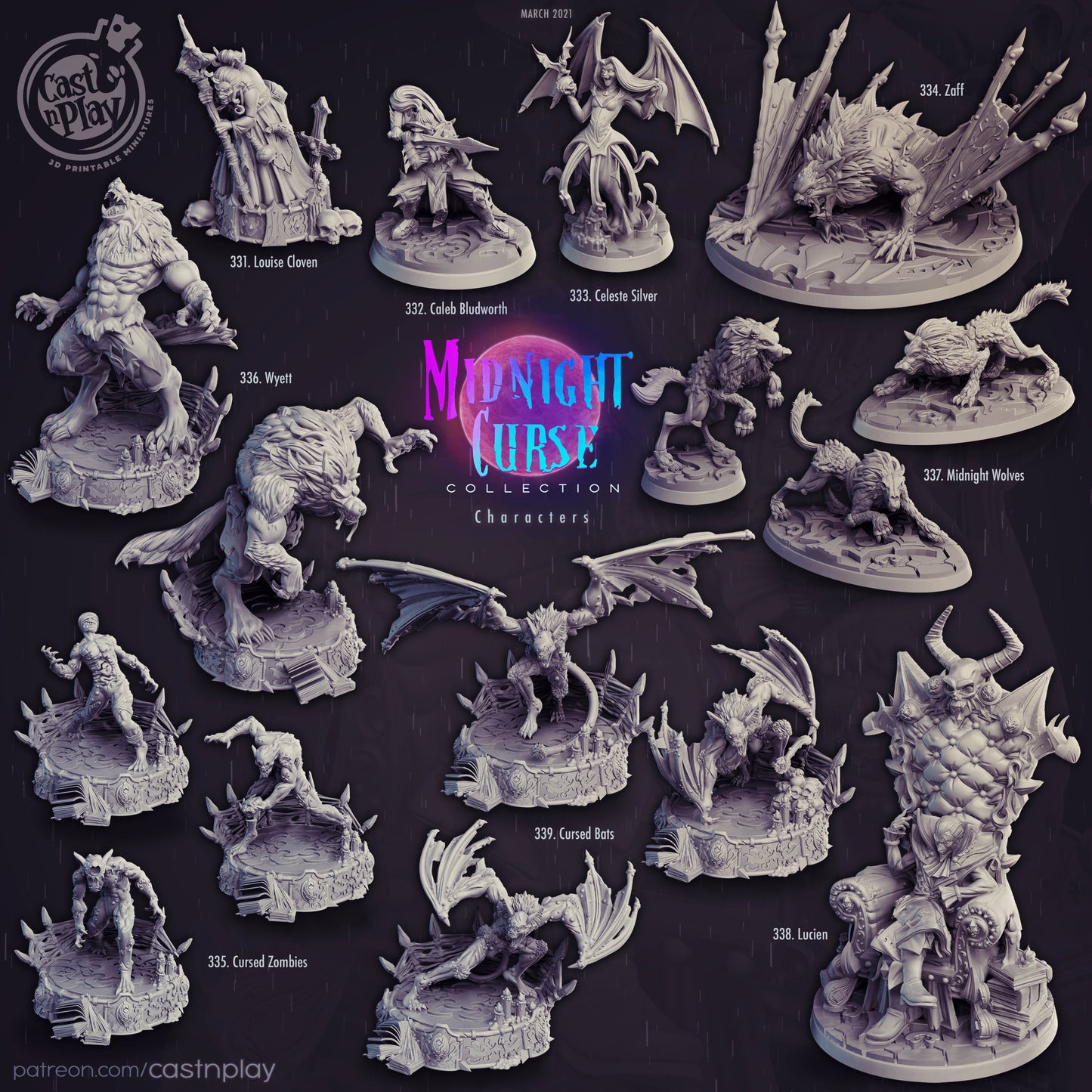 MIDNIGHT WOLVES, by Cast n Play // 3D Print on Demand / D&D / Pathfinder / RPG