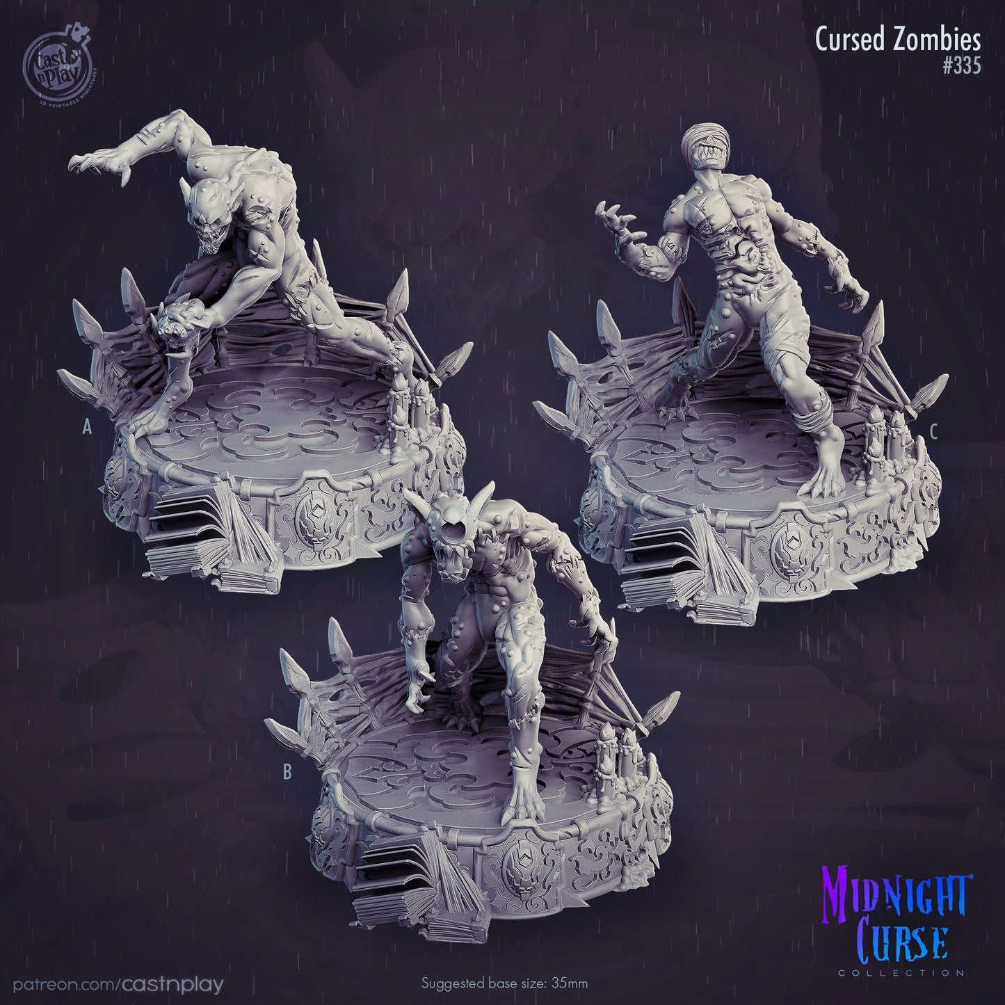 CURSED ZOMBIES, by Cast n Play // 3D Print on Demand / D&D / Pathfinder / RPG