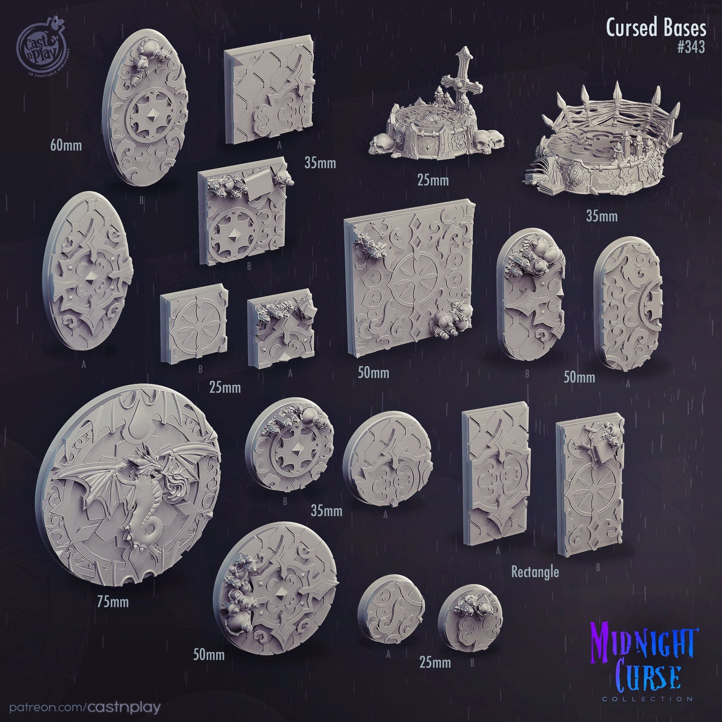 CURSED BASES, by Cast n Play // 3D Print on Demand / D&D / Pathfinder / RPG