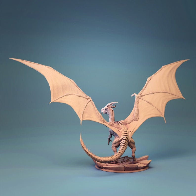 Ancient White Dragon Miniature, by Lord of the Print // 3D Print on Demand / D&D / Pathfinder / RPG / DRAGON