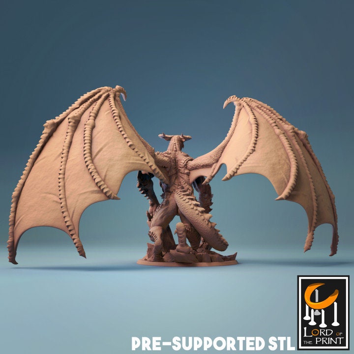 BatDragon Miniature, by Lord of the Print // 3D Print on Demand / D&D / Pathfinder / RPG / DRAGON