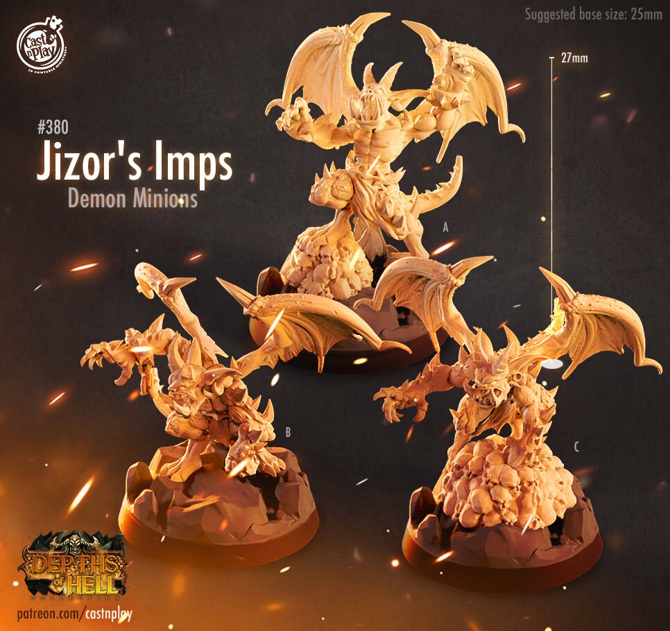 Jizor's Imps, by Cast n Play // 3D Print on Demand / DEMON / DEVIL / D&D / Pathfinder / RPG