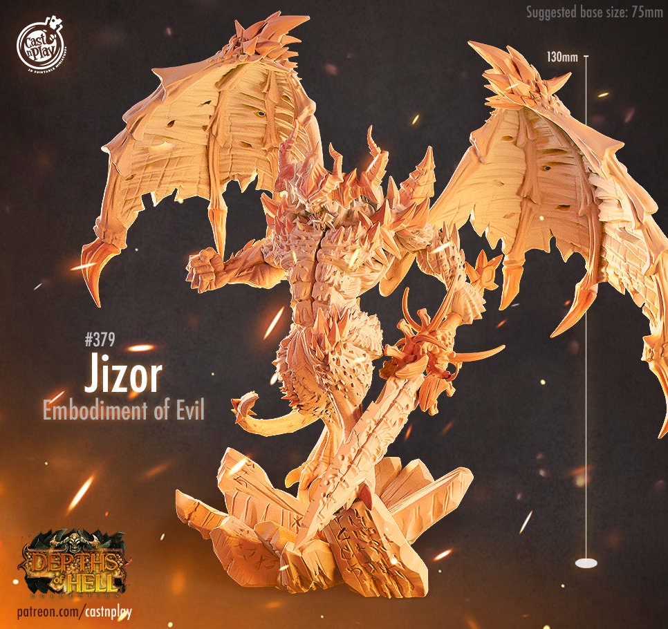 Jizor, by Cast n Play // 3D Print on Demand / DEMON / DEVIL / D&D / Pathfinder / RPG
