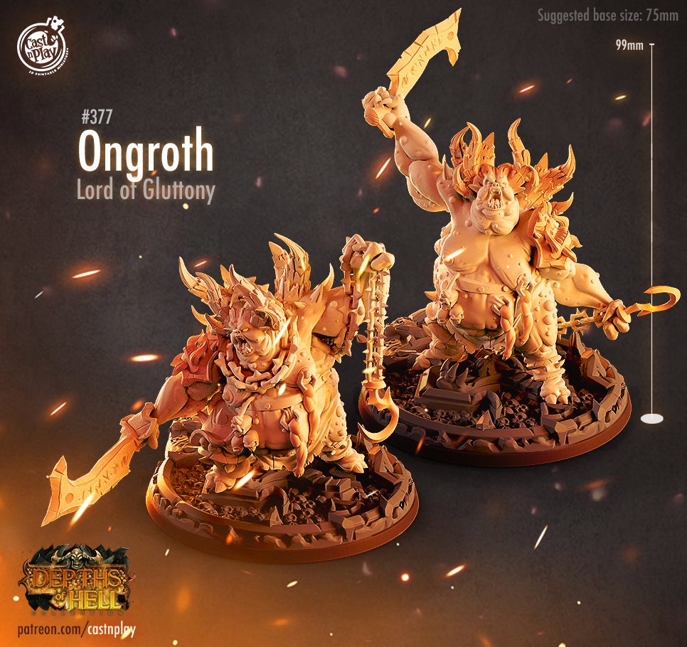Ongroth, by Cast n Play // 3D Print on Demand / DEMON / DEVIL / D&D / Pathfinder / RPG