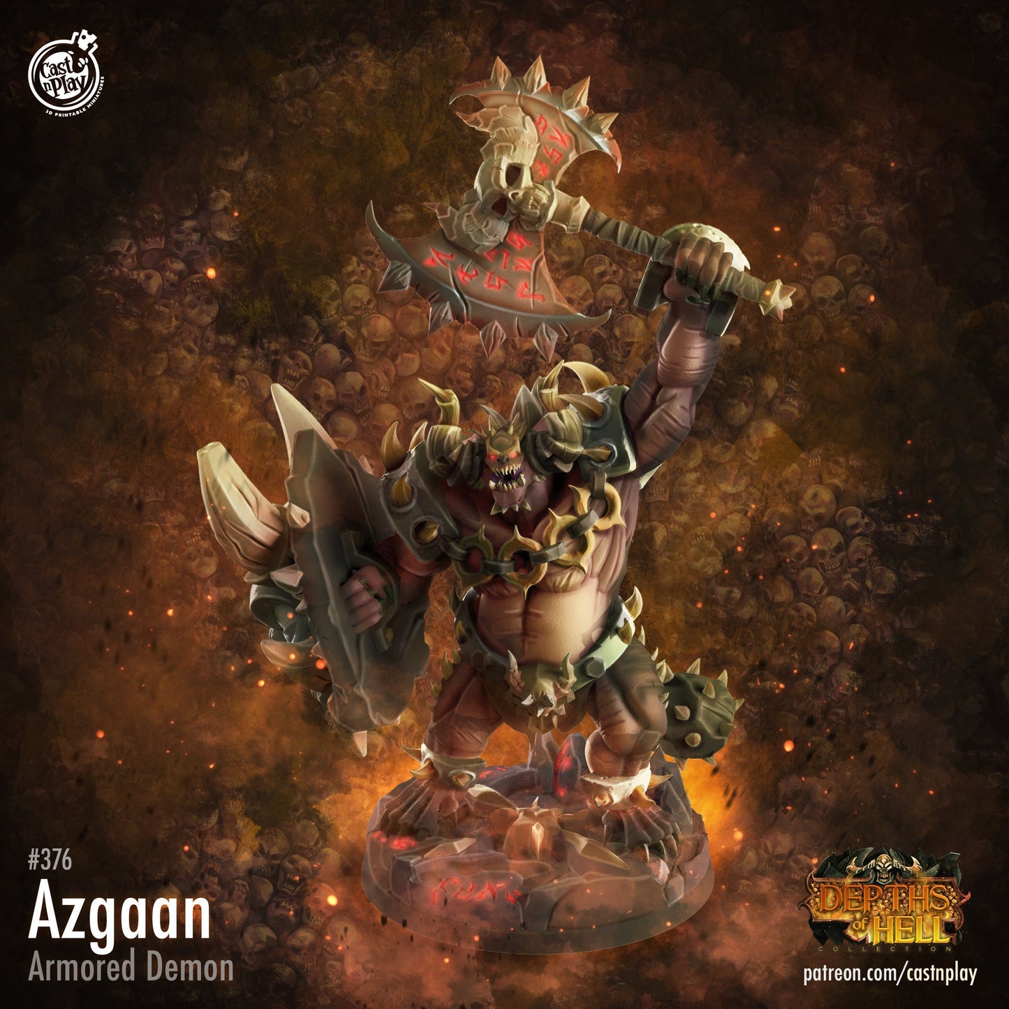 Azgaan, by Cast n Play // 3D Print on Demand / DEMON / DEVIL / D&D / Pathfinder / RPG