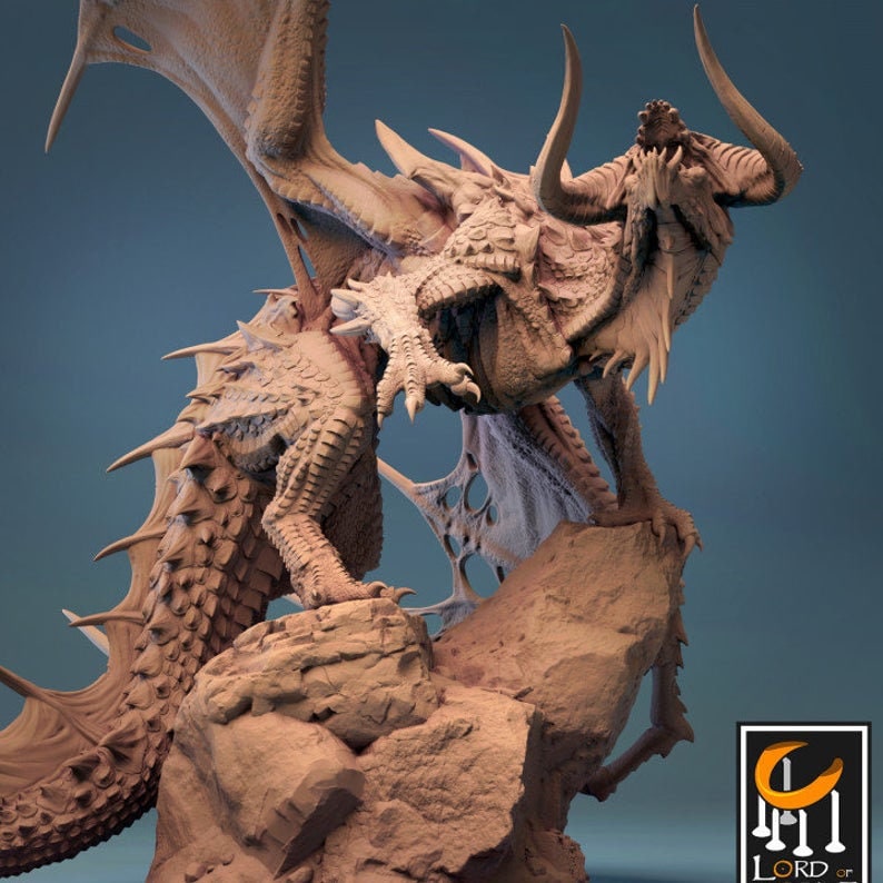 Adult Black Dragon Miniature, by Lord of the Print // 3D Print on