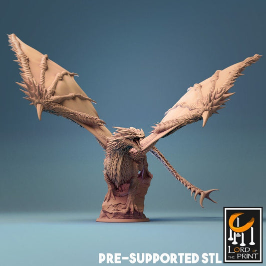 Young Red Dragon Miniature, by Lord of the Print // 3D Print on Demand / D&D / Pathfinder / RPG / DRAGON