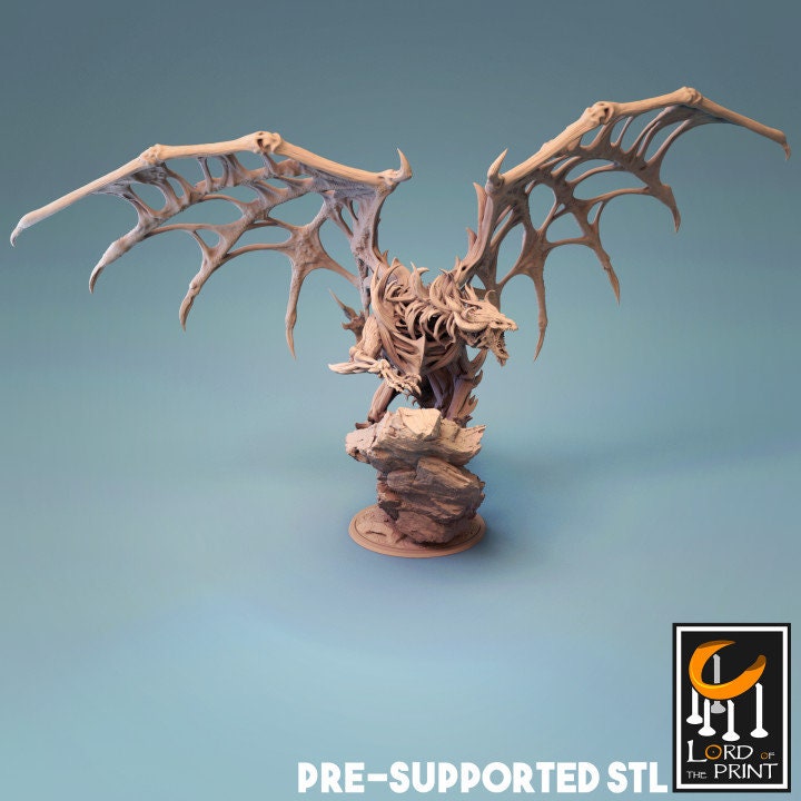 Undead Dragon Climbing Miniature, by Lord of the Print // 3D Print on Demand / D&D / Pathfinder / RPG / DRAGON