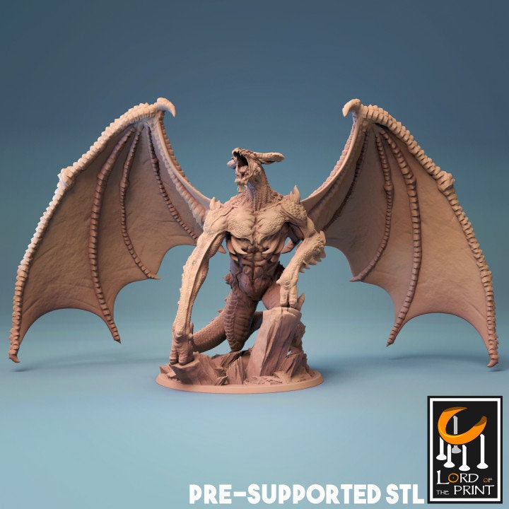 BatDragon Miniature, by Lord of the Print // 3D Print on Demand / D&D / Pathfinder / RPG / DRAGON