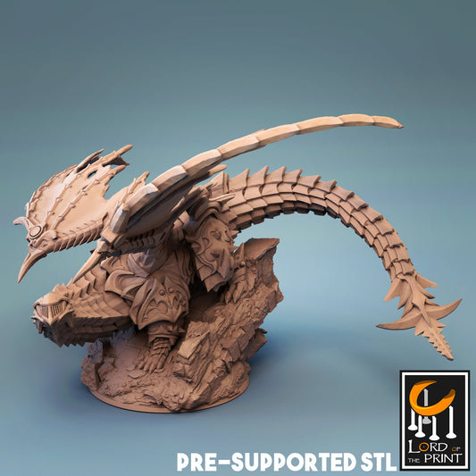 Armored Dragon Miniature, by Lord of the Print // 3D Print on Demand / D&D / Pathfinder / RPG / DRAGON