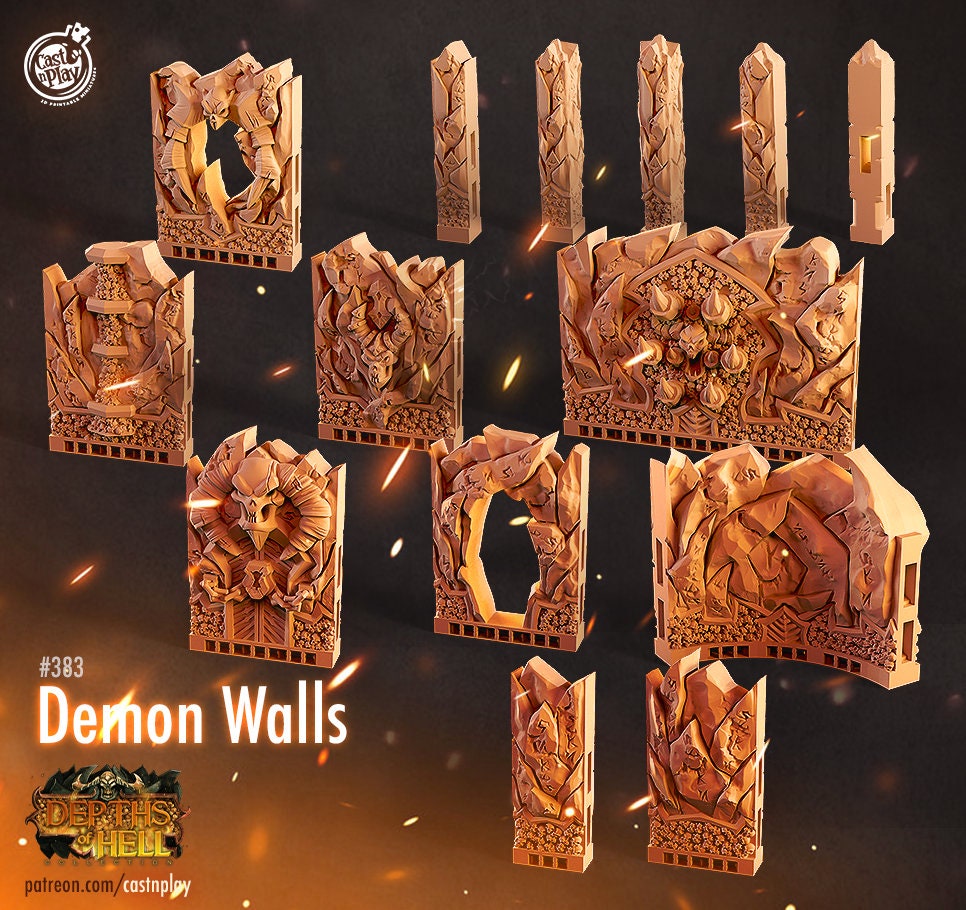 Demonic Walls, by Cast n Play // 3D Print on Demand / DEMON / DEVIL / D&D / Pathfinder / RPG