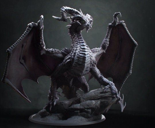 Ancient Black Dragon Miniature D&D Miniature, by Lord of the Print // 3D Print on Demand / DnD / Pathfinder / RPG / DRAGON