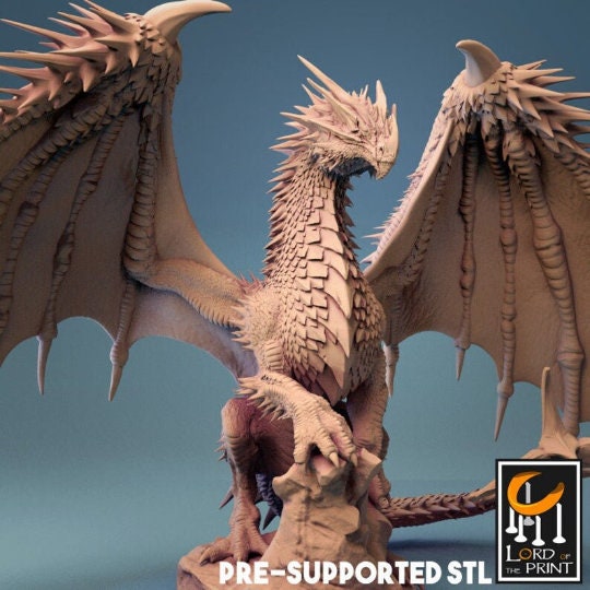 Ancient Red Dragon D&D Miniature, by Lord of the Print // 3D Print on Demand / DnD / Pathfinder / RPG / DRAGON