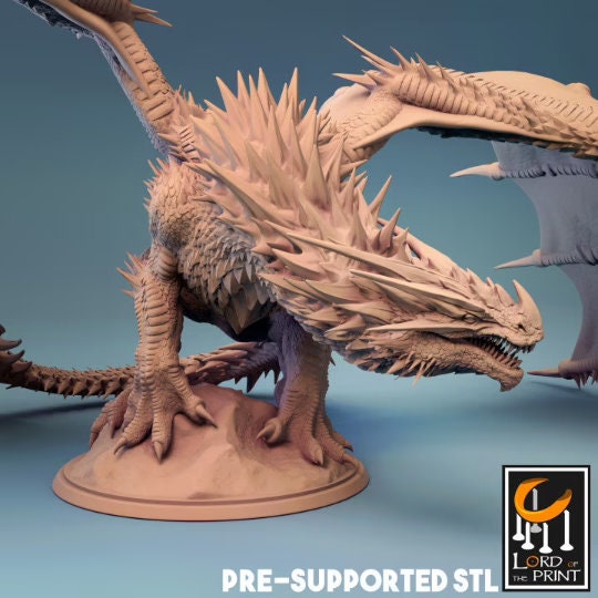 Adult Red Dragon D&D Miniature, by Lord of the Print // 3D Print on Demand / DnD / Pathfinder / RPG / DRAGON