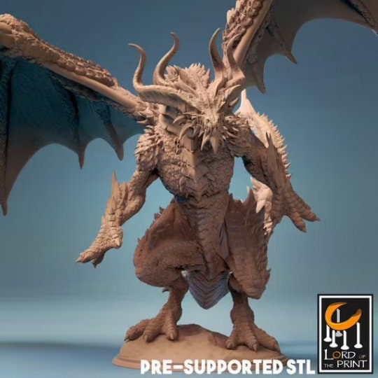 Bahamut, the legendary God D&D Miniature, by Lord of the Print // 3D Print on Demand / DnD / Pathfinder / RPG / DRAGON