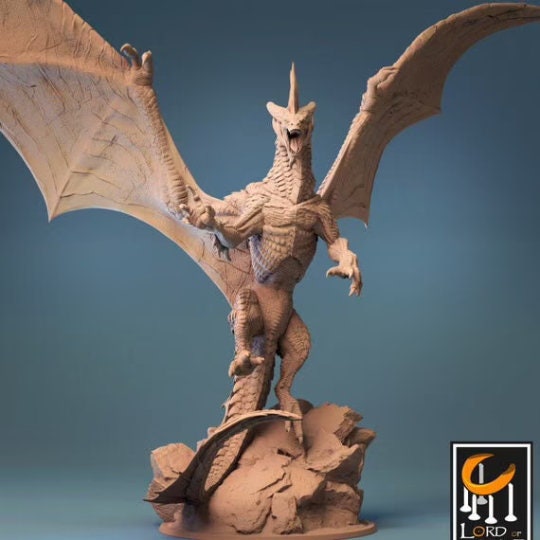 Ancient Silver Dragon D&D Miniature, by Lord of the Print // 3D Print on Demand / DnD / Pathfinder / RPG / DRAGON