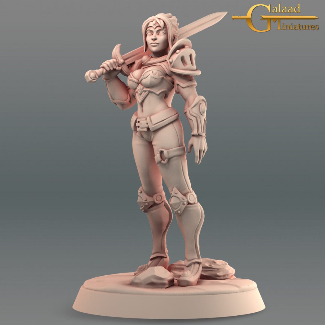 Female Human / Elf Fighter D&D miniature, by Galaad Miniatures // 3D Print on Demand / DnD / Pathfinder / RPG