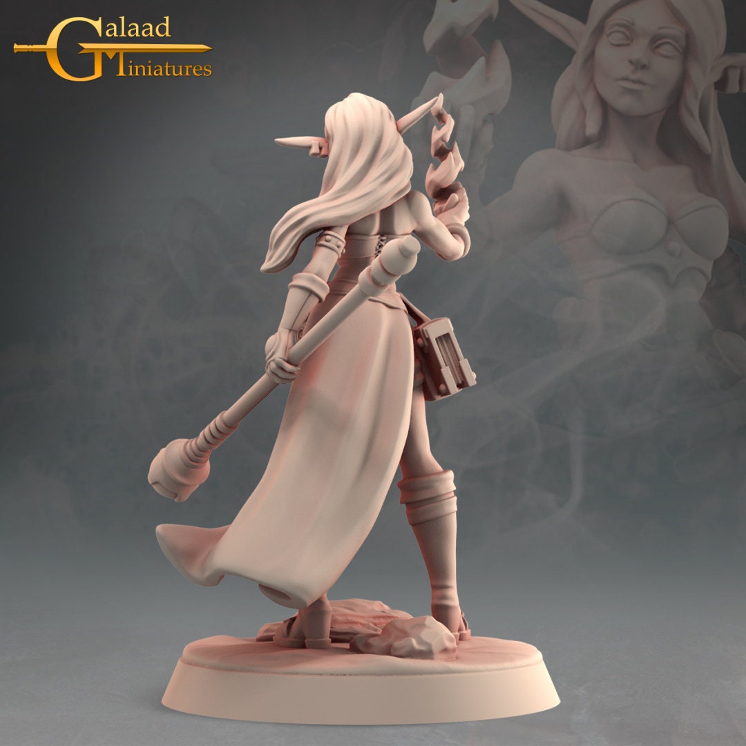 Female High Elf Sorcerer D&D miniature, by Galaad Miniatures // 3D Print on Demand / DnD / Pathfinder / RPG