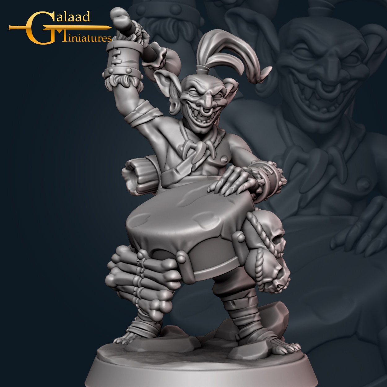 Goblin Bard D&D miniature, by Galaad Miniatures // 3D Print on Demand / DnD / Pathfinder / RPG