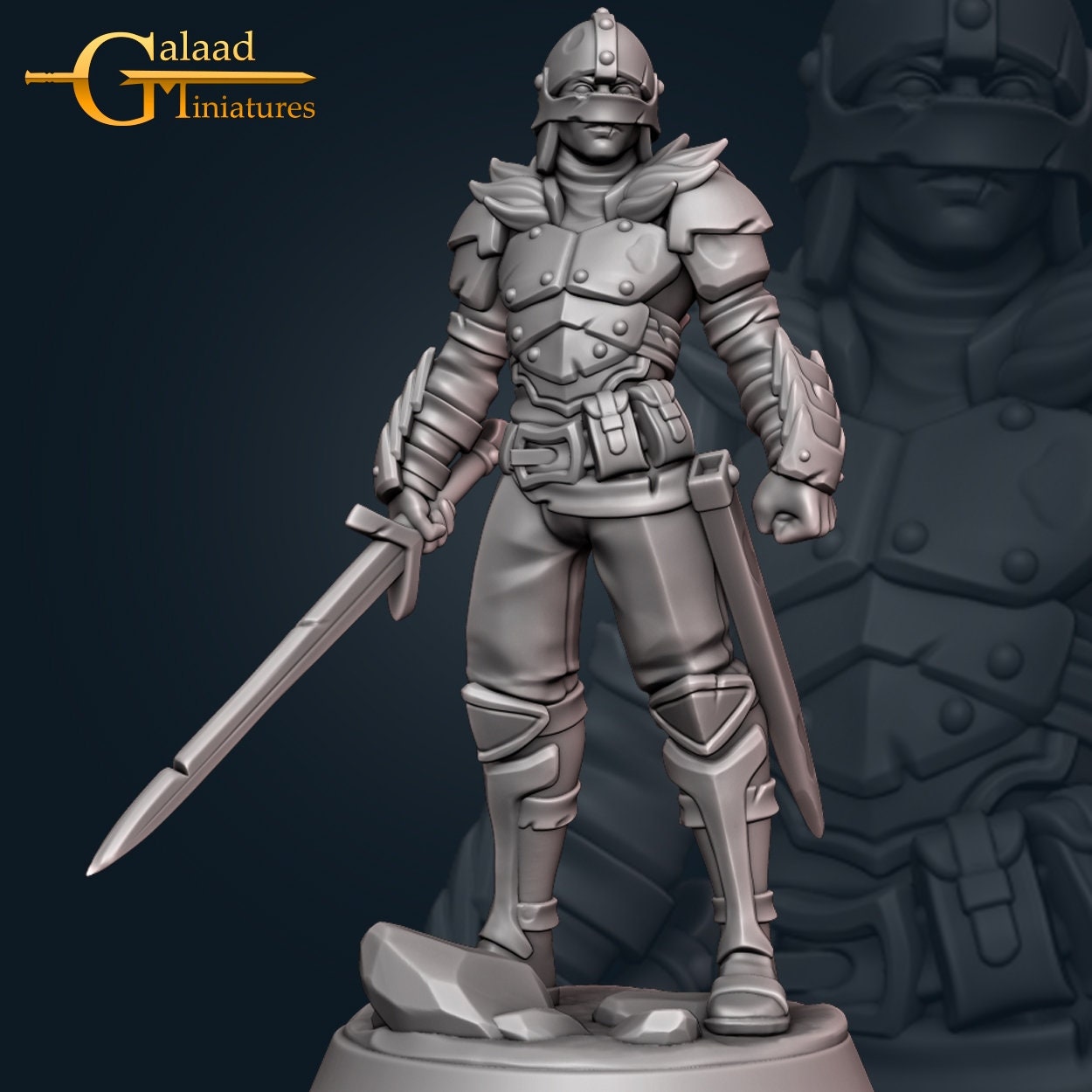 Male Human Fighter D&D miniature, by Galaad Miniatures // 3D Print on Demand / DnD / Pathfinder / RPG