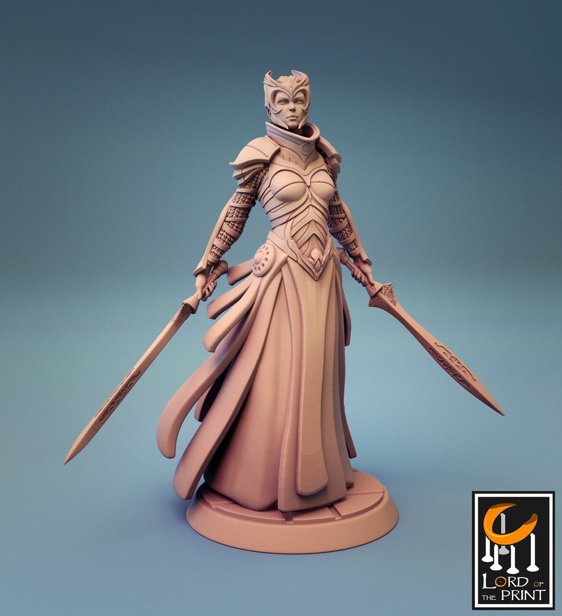 Female Human Fighter D&D miniature, by Lord of the Print // 3D Print on Demand / DnD / Pathfinder / RPG
