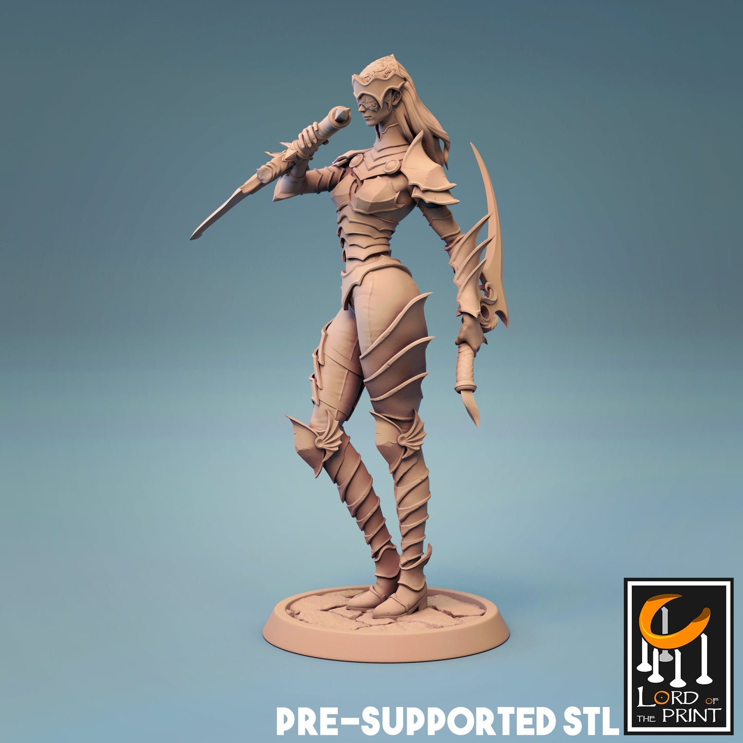 Army of Death - Female Human Fighter D&D miniatures, by Lord of the Print // 3D Print on Demand / DnD / Pathfinder / RPG