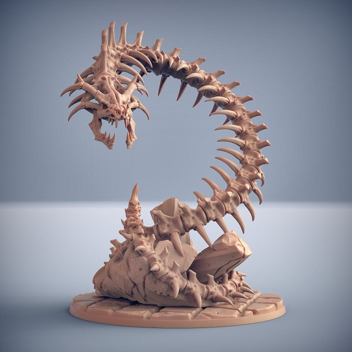 Bone Nagage D&D Miniature, by Lord of the Print // 3D Print on Demand / Undead Skeletal Snake / DnD / Pathfinder / RPG / DRAGON