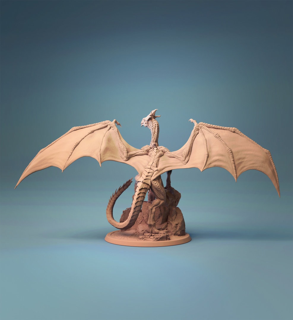 Young White Dragon Miniature, by Lord of the Print // 3D Print on Demand / D&D / Pathfinder / RPG / DRAGON