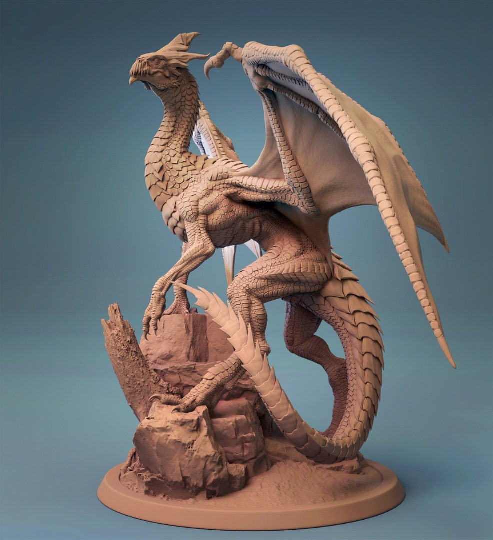 Young White Dragon Miniature, by Lord of the Print // 3D Print on Demand / D&D / Pathfinder / RPG / DRAGON