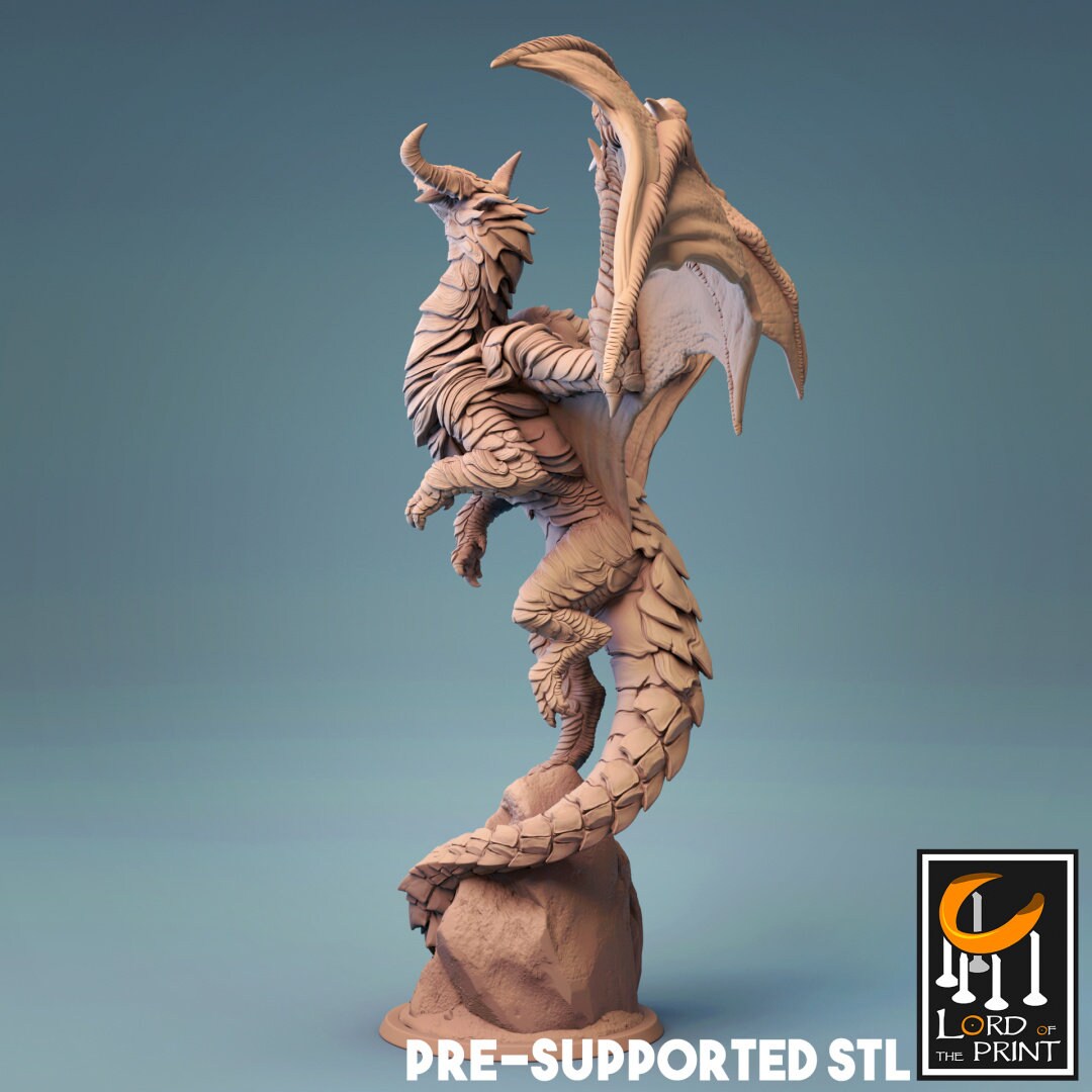 Young Cloud Dragon Miniature, by Lord of the Print // 3D Print on Demand / D&D / Pathfinder / RPG / DRAGON