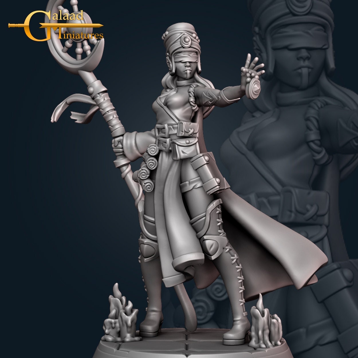 Female Wizard D&D miniature, by Galaad Miniatures // 3D Print on Demand / DnD / Pathfinder / RPG