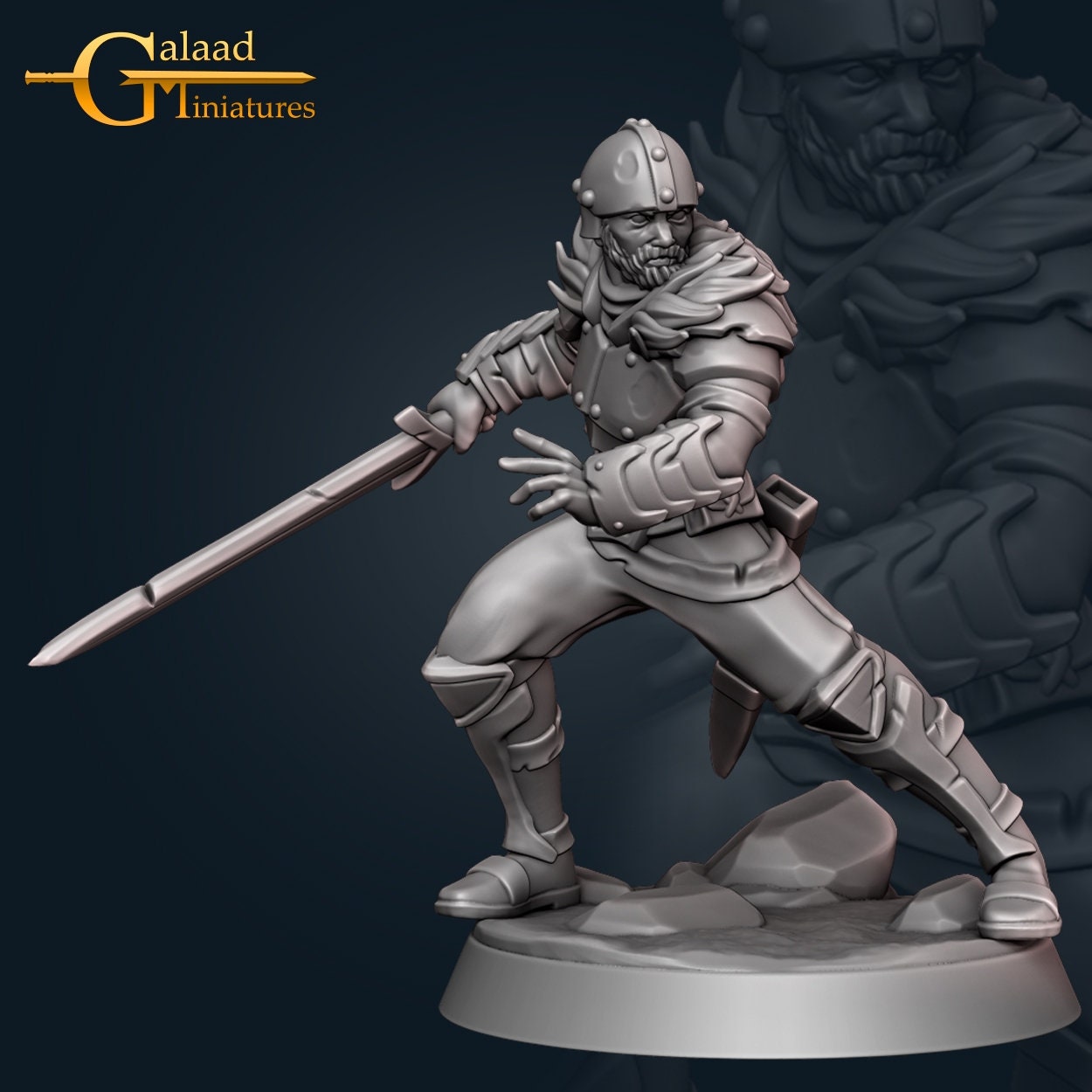 Male Human Fighter D&D miniature, by Galaad Miniatures // 3D Print on Demand / DnD / Pathfinder / RPG