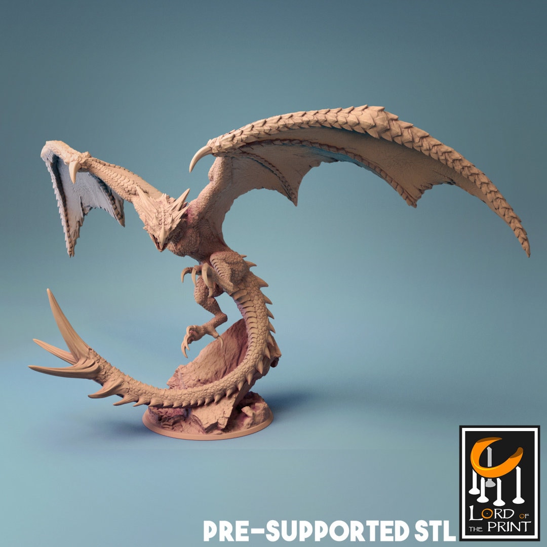Wyvern Miniature, by Lord of the Print // 3D Print on Demand / D&D / Pathfinder / RPG / DRAGON