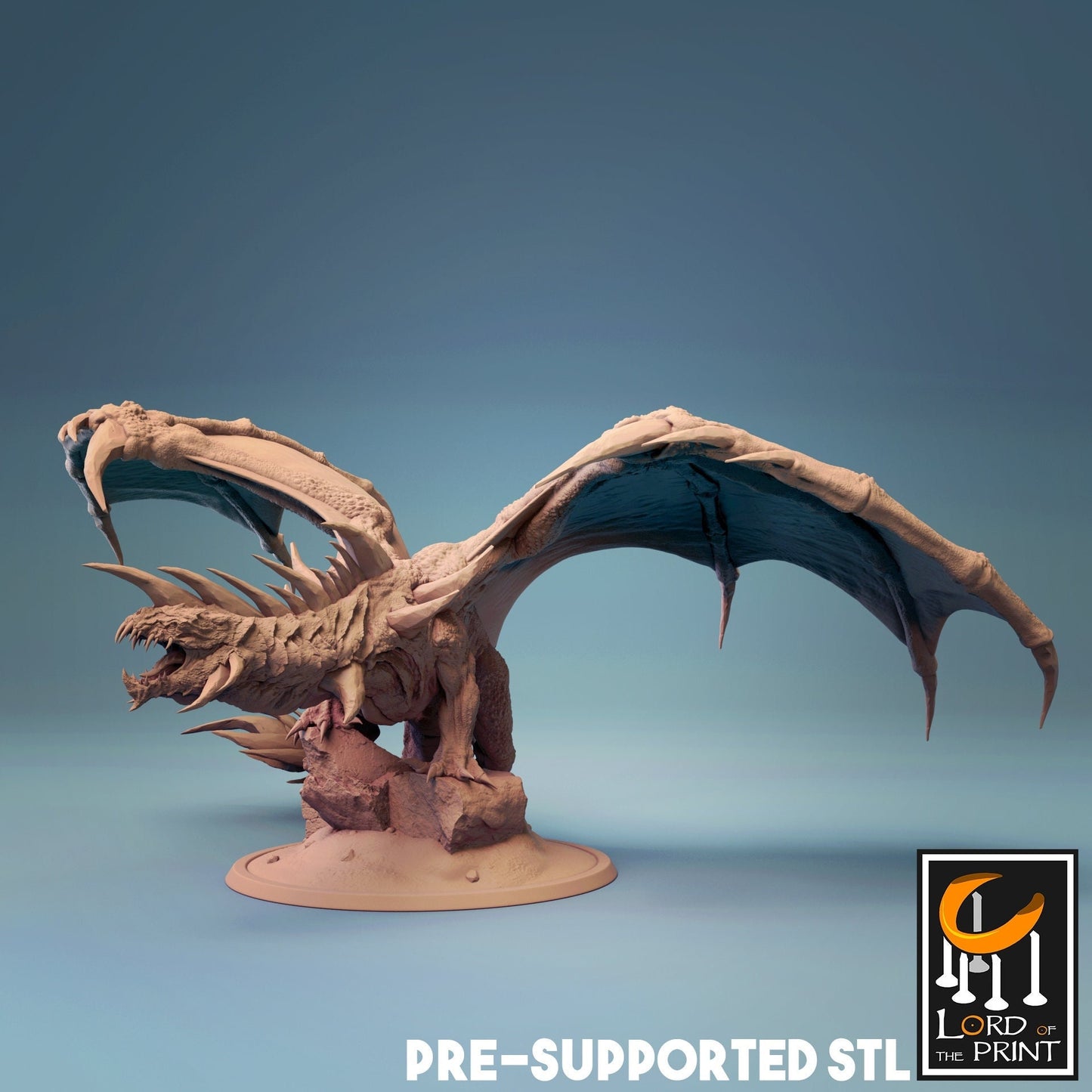 Young Crystal Dragon Miniature, by Lord of the Print // 3D Print on Demand / D&D / Pathfinder / RPG / DRAGON